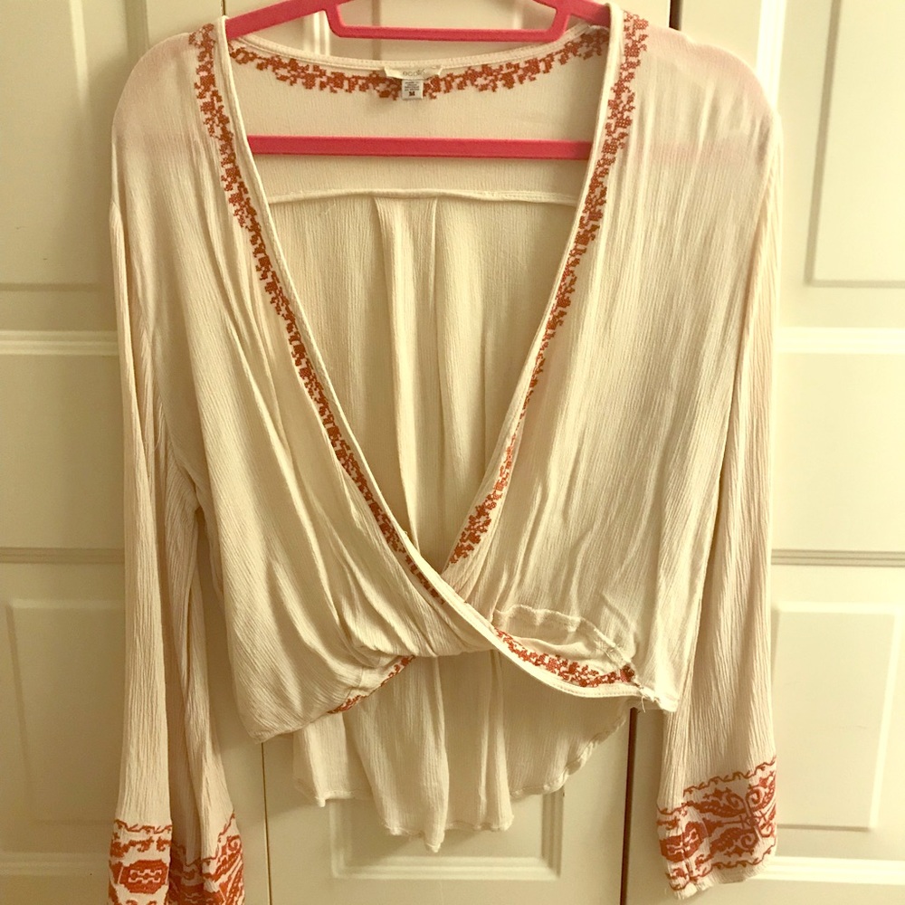 Cream Surplice Top